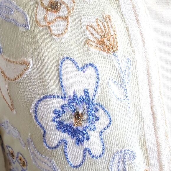 Sigrid Olsen Tan Cardigan Sweater with Metallic Accents Size Small - Picture 3 of 10